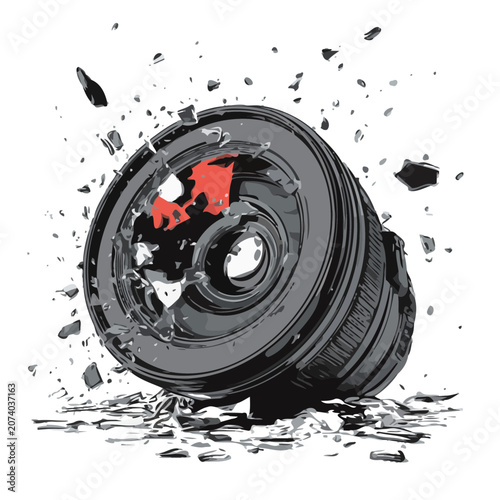 Shattered camera lens vector illustration