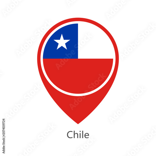 Location pin of Chile flag map marker on white background vector illustration icon for mobile apps ui and web design eps10.