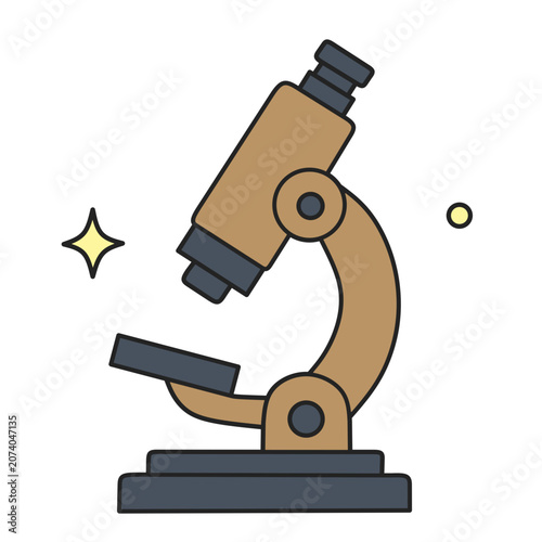 Laboratory microscope for scientific research and biology education with a shining sparkle