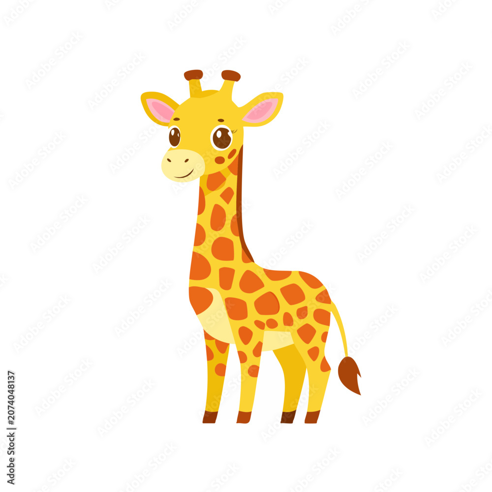 Obraz premium Cute cartoon giraffe vector illustration