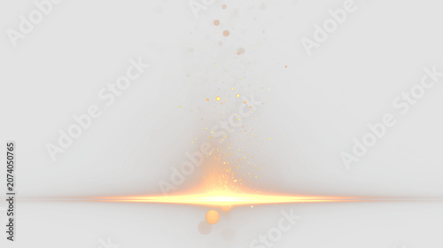 Obraz na płótnie Bright light shines on a plain background with dust and particles rising from th
