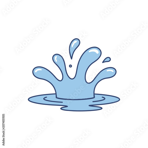 Flat illustration of a water splash with droplets
