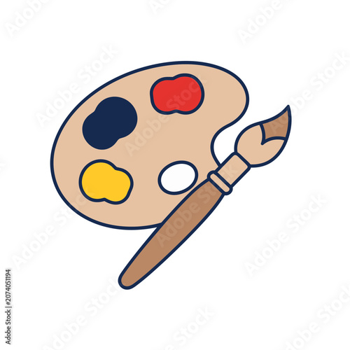 Flat illustration of paintbrush and artist palette