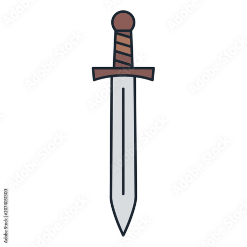 Medieval Sword Flat Vector Illustration