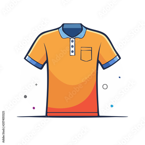 Orange polo shirt flat vector illustration