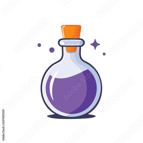 Purple Potion Bottle with Cork and Sparkles