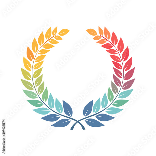 Rainbow laurel wreath vector illustration