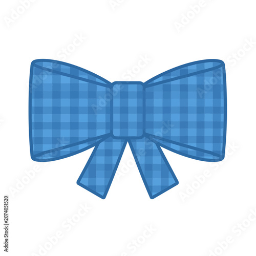Blue checkered bow tie vector illustration
