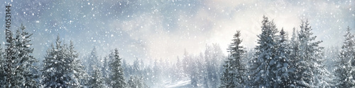 Soft white layered snowfall scene with holiday script isolated on plain background