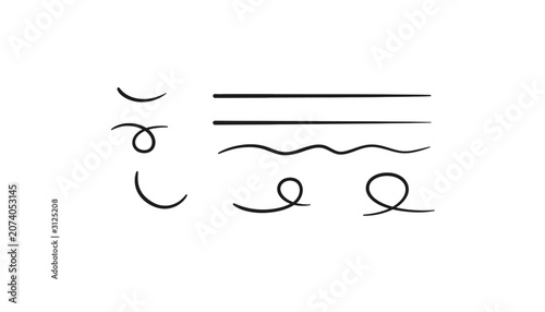 Minimalist hand drawn brush strokes, black ink line art set, organic wavy and curly vector pen scribbles for design isolated on White Background scribble, hand drawing