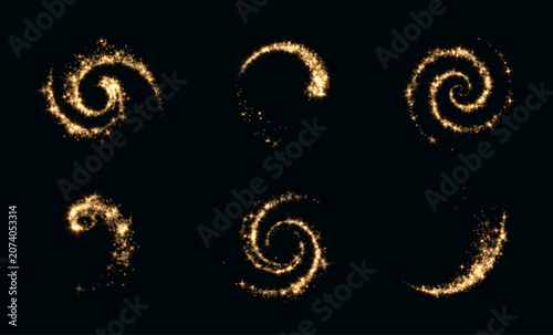 Foto Transparent PNG gold swirl twirl overlay with shimmering star dust trails brilli