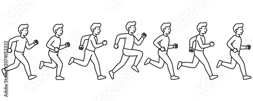 Obraz na plátně Human running cycle animation frame sequence showing motion progress