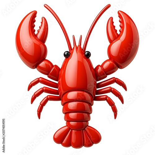 Bright red lobster marine animal crustacean isolated on white background