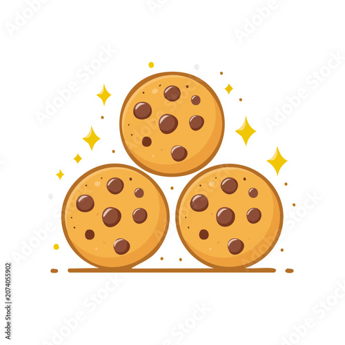 Stacked Chocolate Chip Cookies Vector Illustration