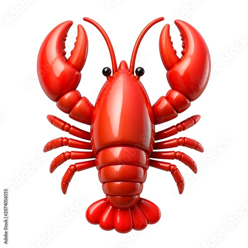 Bright red lobster illustration on white background studio shot