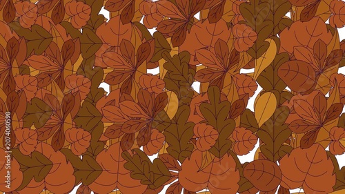 Brown autumn leaves sweep from right to left transition effect video overlay. Fall season. Animated flat cartoon wipe on transparent background. Nature content reveal. Creative fill motion graphic