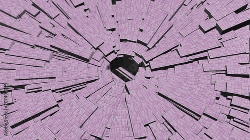 Broken Geometry Vortex, Collapse into the Void, Abstract Concrete Spiral, Digital Rupture, Fragmented Spacefall	
