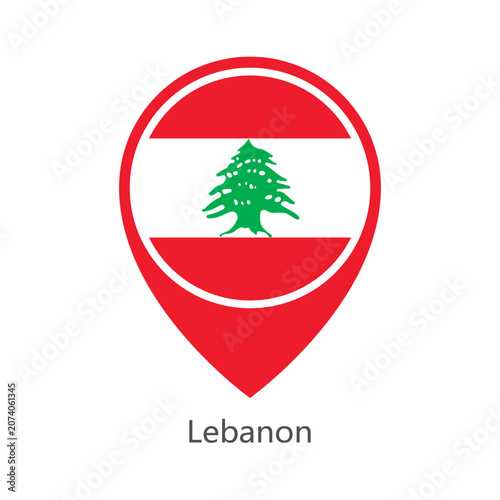 Location pin of Lebanon flag map marker on white background vector illustration icon for mobile apps ui and web design eps10.