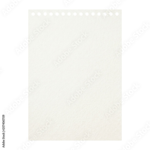 Blank white spiral notebook paper sheet template