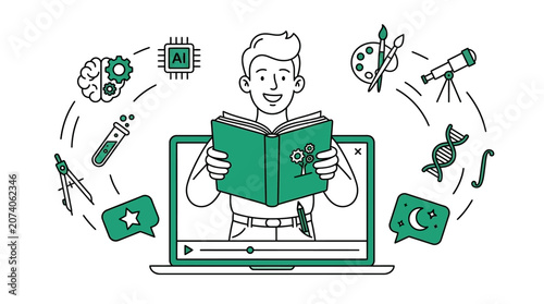 Online Learning and Education Concepts Illustration