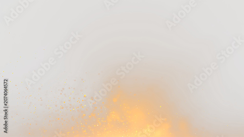 Obraz na plátně Bright orange explosion against a transparent background shows particles and dus