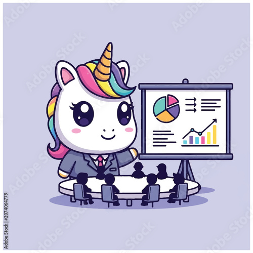 Cute Unicorn Business Meeting Presentation.