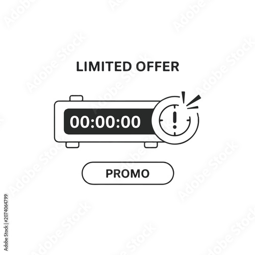 Digital Countdown Timer Icon Graphic.