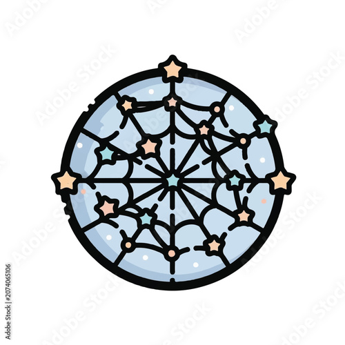 Stained glass window star design.