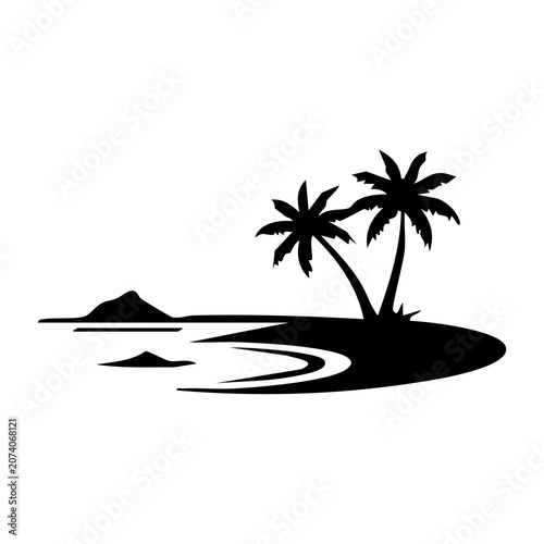 tropical island with palm trees