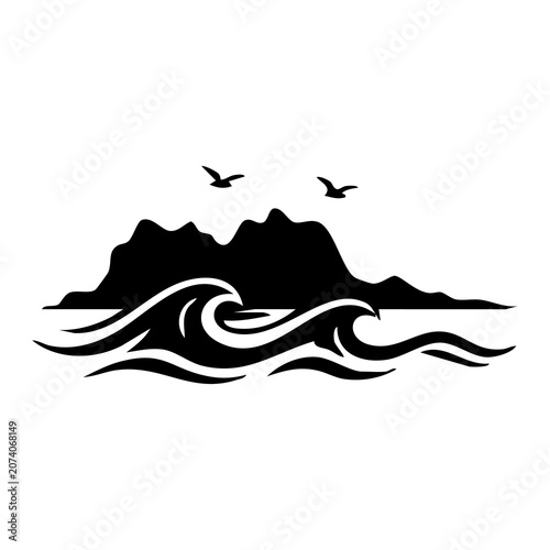 vector illustration of a tropical island silhouette