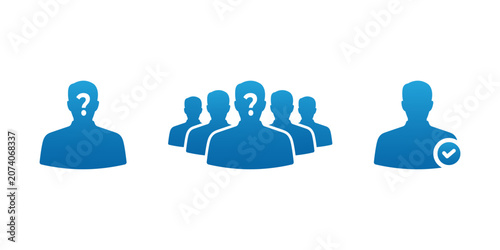 vector illustration of User Profile Icons Showing Unknown, Group Members, and Verified Account Selection for Social Network