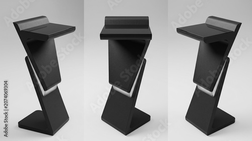 Modern matte black acrylic product display stand featuring a sleek Z shaped structure. A bold, contemporary design that enhances product presentation in retail stores.