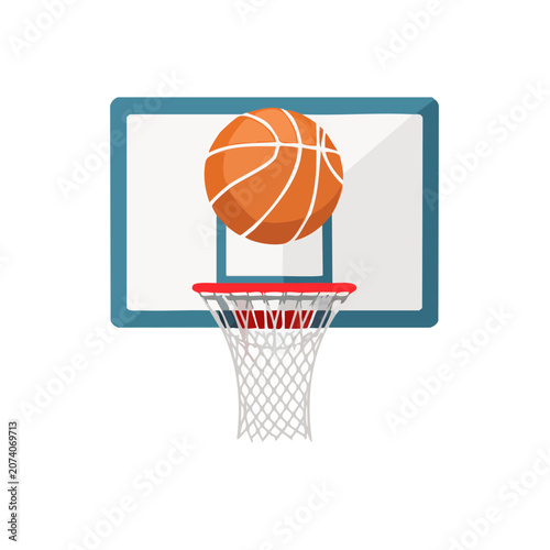 Basketball Hoop with Ball Flat Vector Illustration