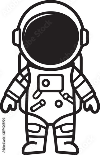 Canvas Print A simplified, cartoon-like illustration of an astronaut in a full suit, ready for space exploration