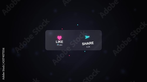 Digital Like and Share Social Media Counter Button Interface Animation