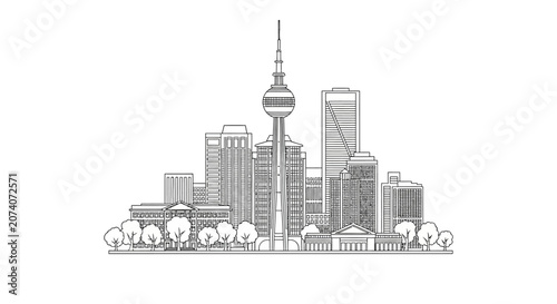 Toronto city skyline with CN Tower.