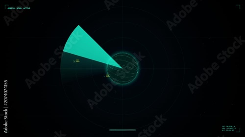 Digital orbital scan radar displaying a rotating planet monitoring system