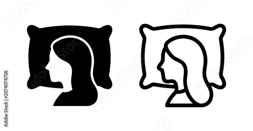 Fotografía Person sleeping on a pillow icon, symbolizing rest, sleep, or bedtime
