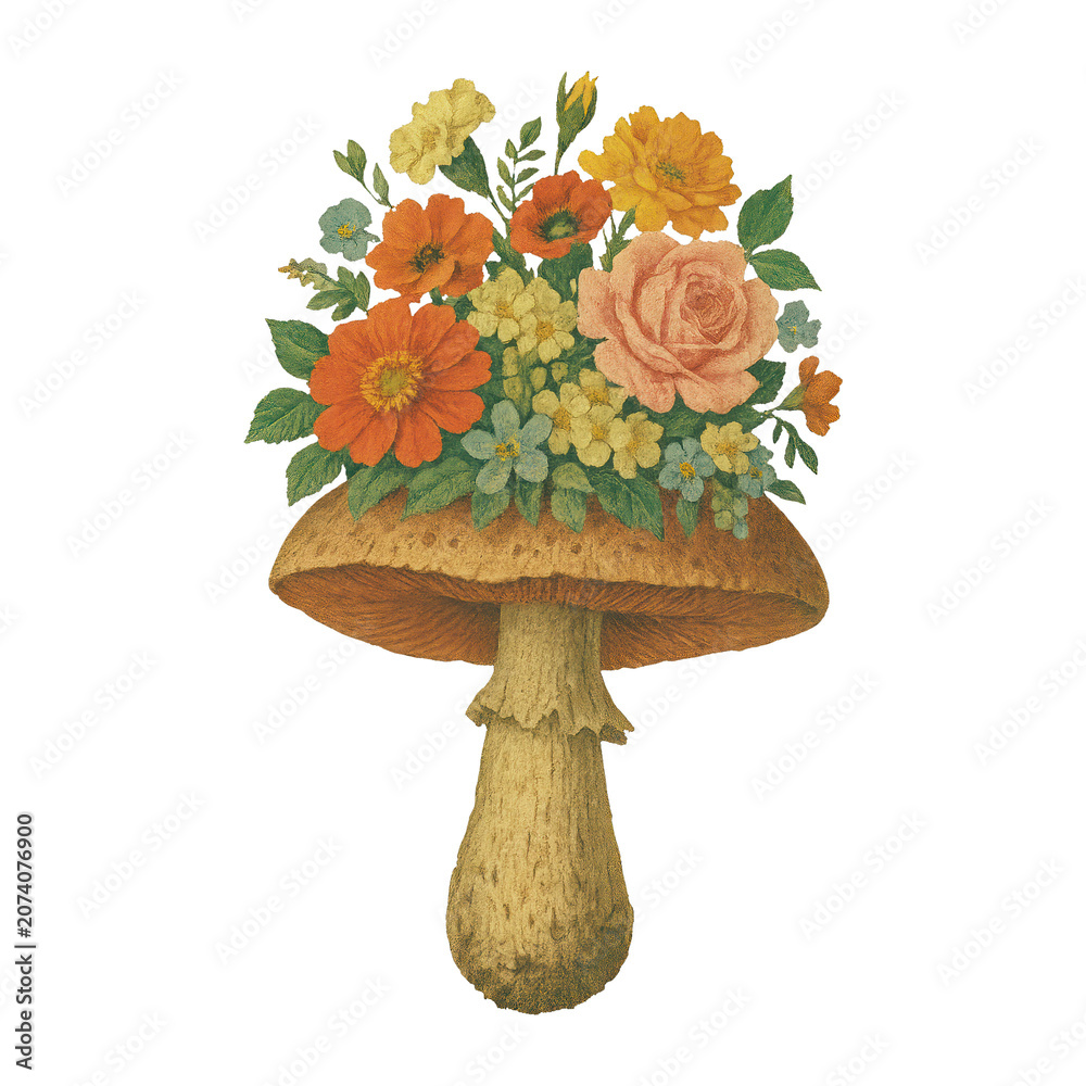 Fototapeta premium PNG Floral mushroom illustration PNG