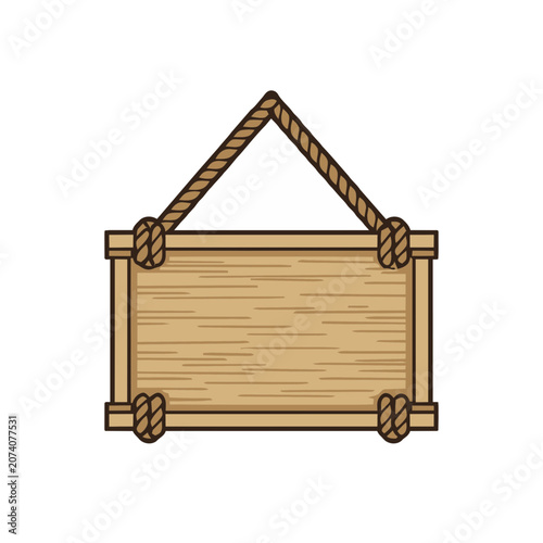 Wooden signboard with rope hanging illustration