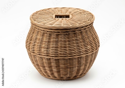 Handwoven wicker basket with lid for storage or decoration