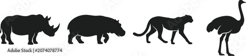 Photography Wildlife silhouettes, animal icons, safari set, black vector graphics
