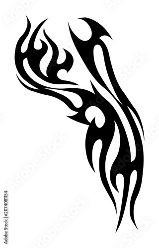 Black tribal tattoo design with flame patterns