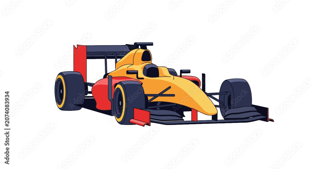Naklejka premium Yellow and red racing car vehicle.