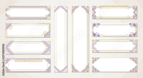 Elegant Geometric Frames with Lavender Accents - Decorative Borders Collection