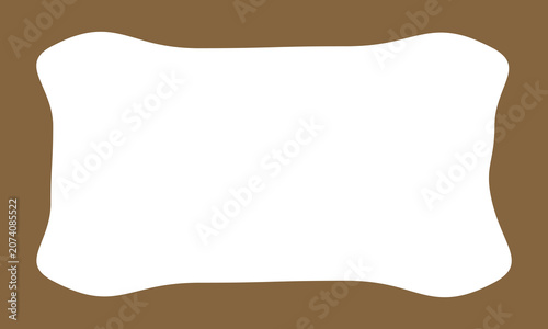 Wavy scallop edge frame. Wave cloudy rectangle vintage geometric shape. Scalloped wiggle blue border. Squiggly cloudy square frame. Empty text box. Vector illustration isolated on background