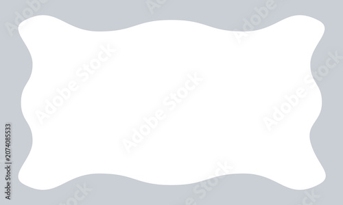 Wavy scallop edge frame. Wave cloudy rectangle vintage geometric shape. Scalloped wiggle blue border. Squiggly cloudy square frame. Empty text box. Vector illustration isolated on background