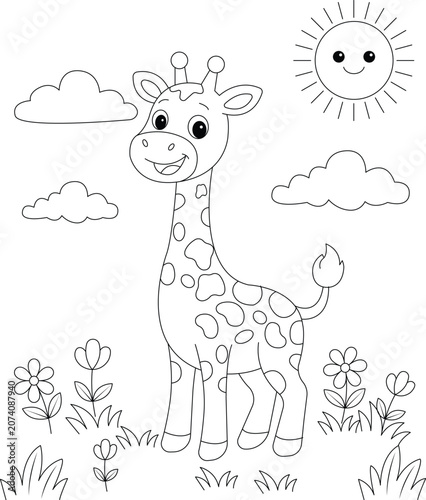 Cute animal coloring page