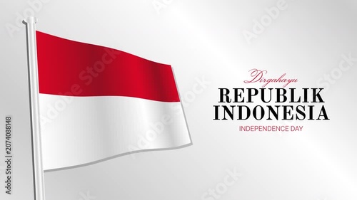 Animated Indonesia Independence Day Background with Waving National Flag and Patriotic Motion Design