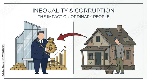 Fotografía Corruption versus poverty social inequality concept vector illustration